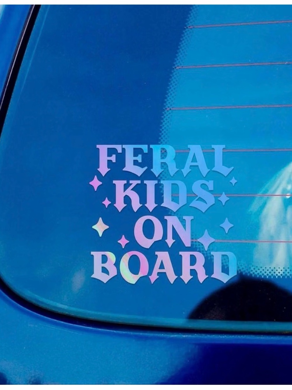 Large Feral Kids On Board Iridescent Window Sticker for Car